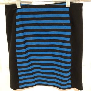 Ann Taylor Black &Blue Striped Pencil Skirt